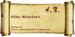 Albu Nikolett névjegykártya